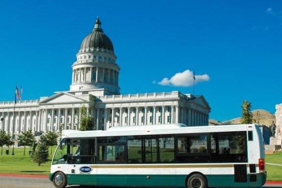 Salt Lake City capitol hill with bus out front